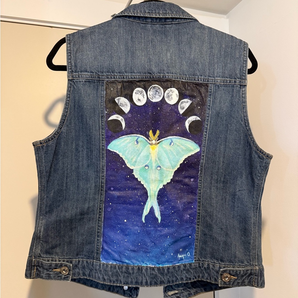 RARA Vintage-Hand Painted 2016 by Parasuco Sleeveless Denim Vest - Picture 1 of 6